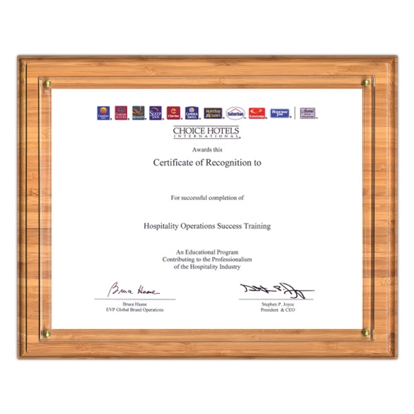 USA Made Bamboo Slide-In Certificate Plaque