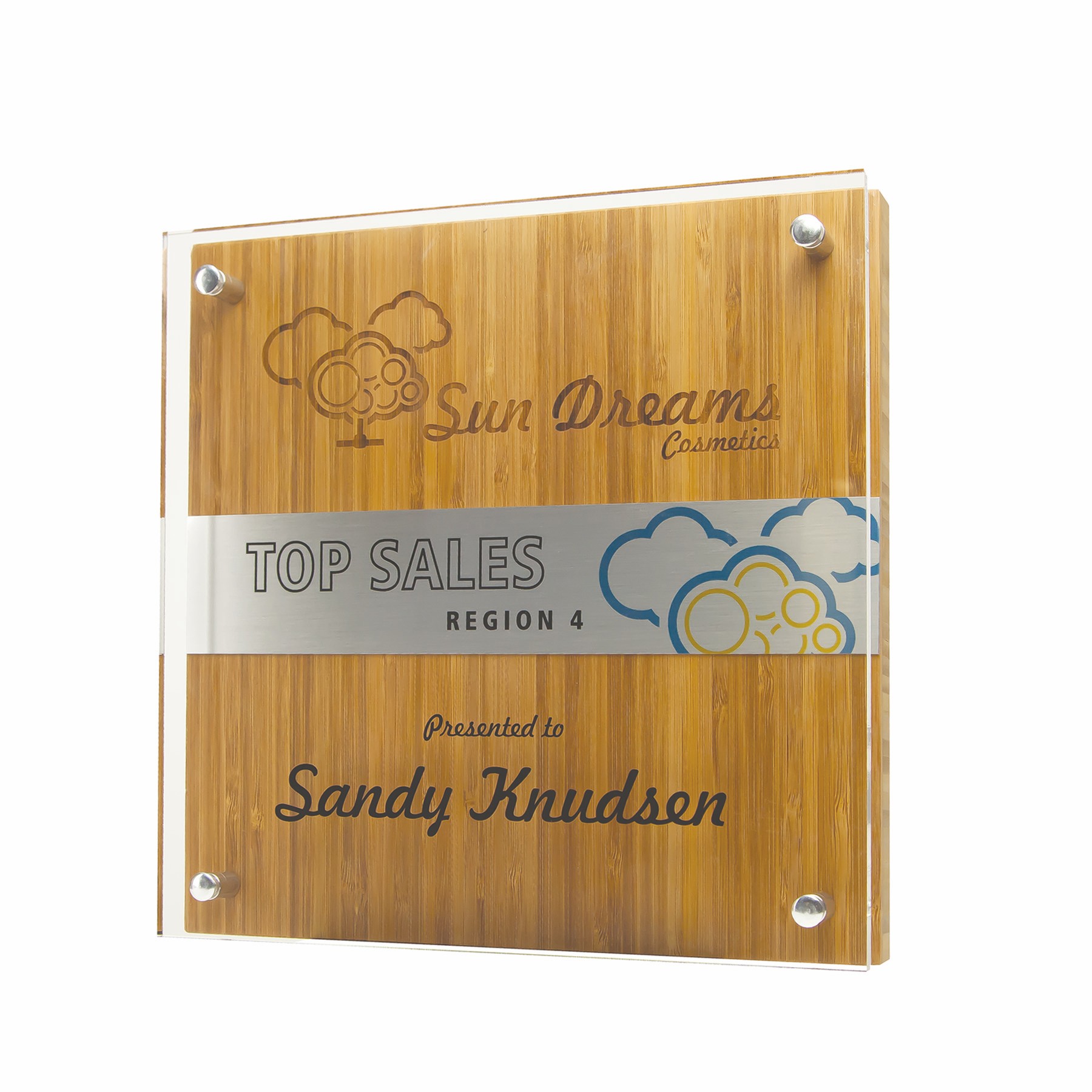 Bamboo Square Award with Full color Accent plate