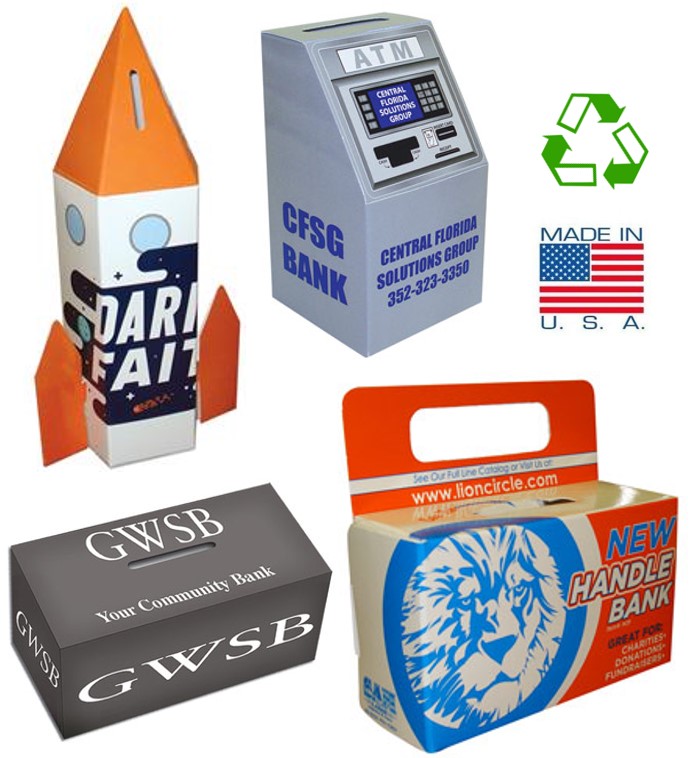 Cardboard Banks | Recycled | USA Made | Various Designs