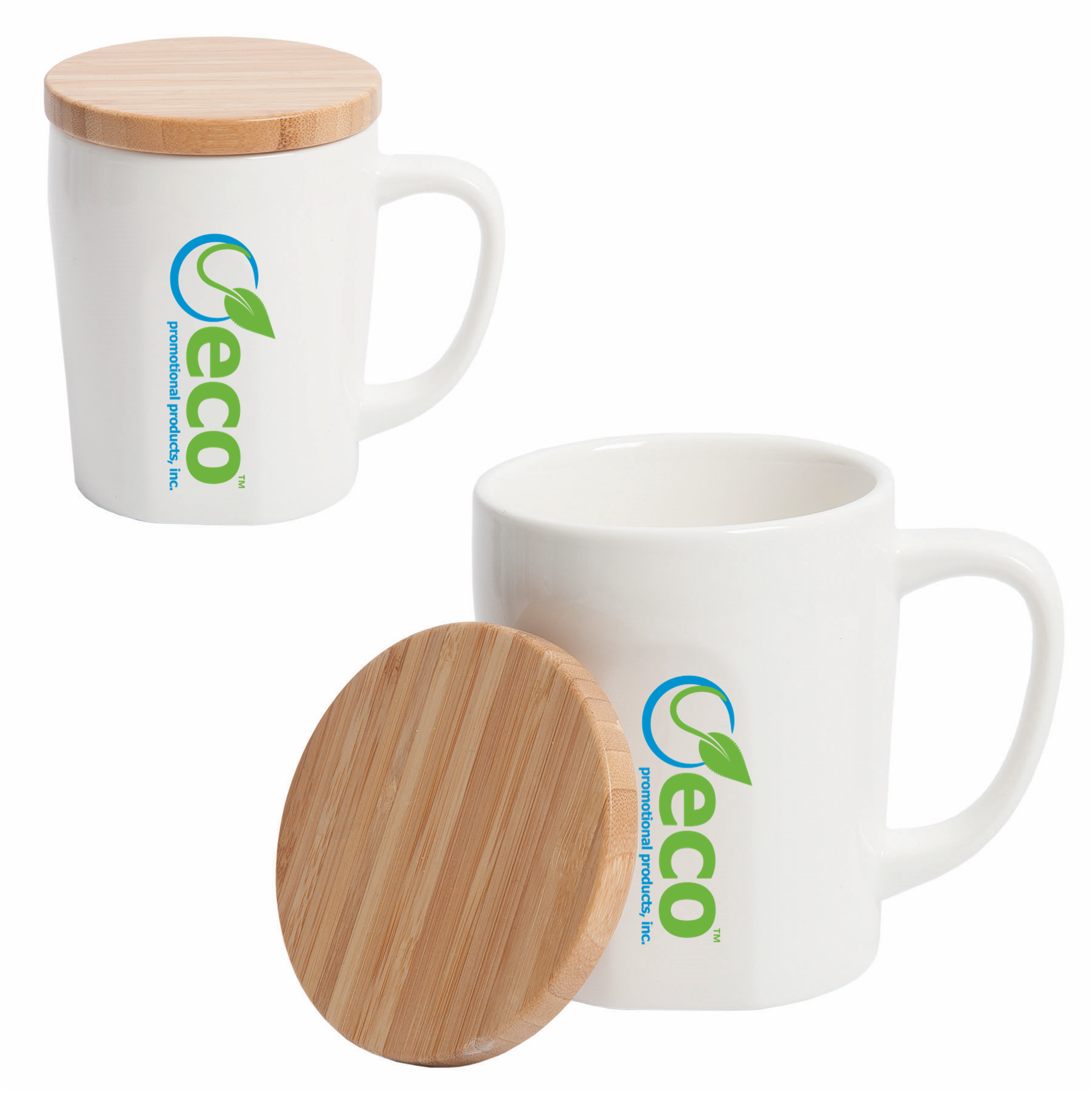Ceramic Mug with Bamboo Coaster Lid 15 oz