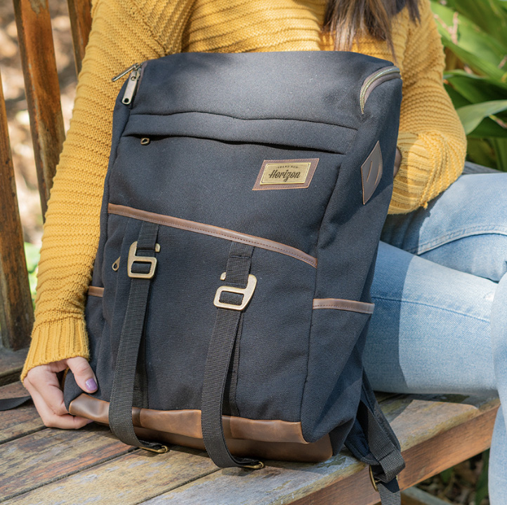 Custom Black Backpack with Seven Pockets
