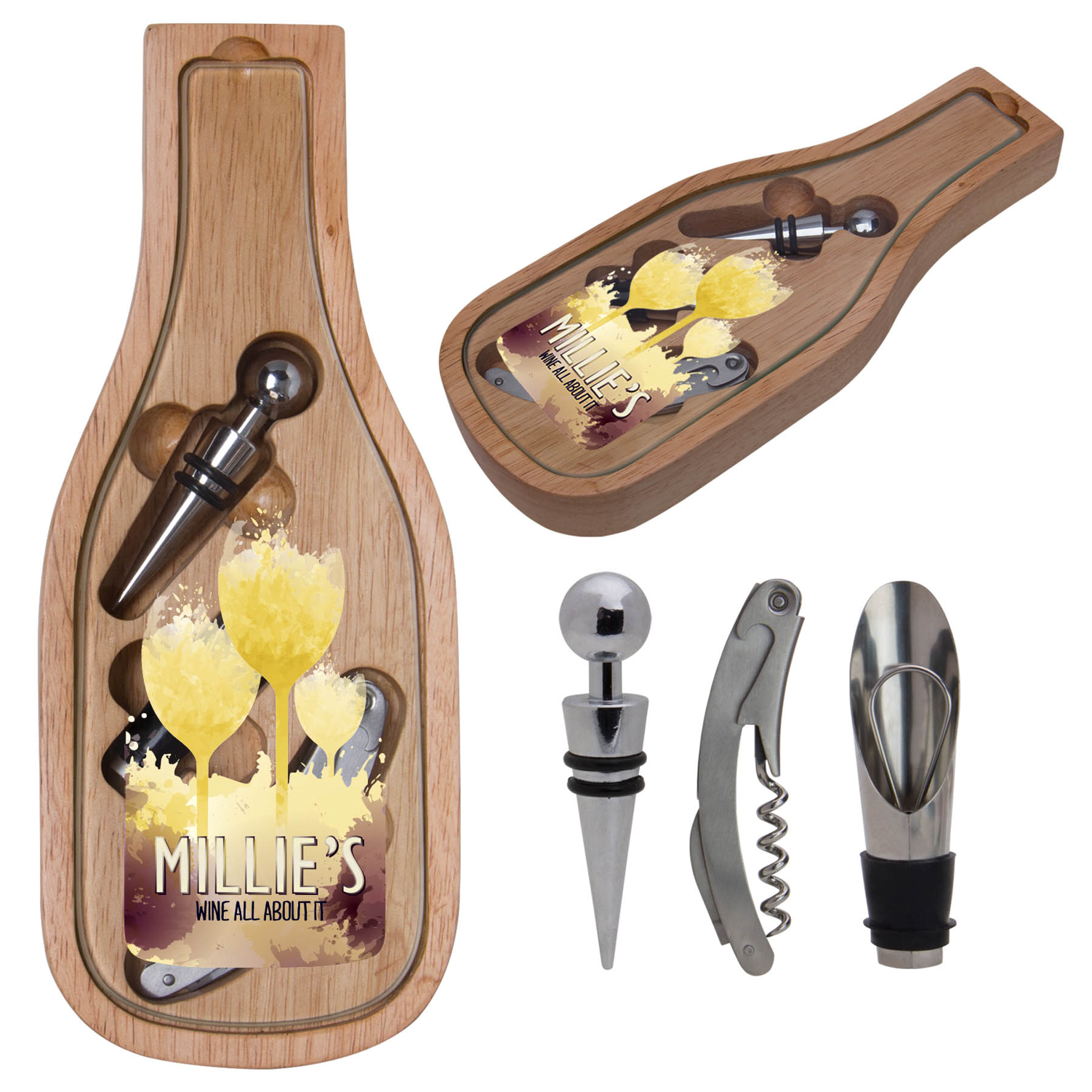 Custom Eco Bamboo Wine and Cheese Serving Set