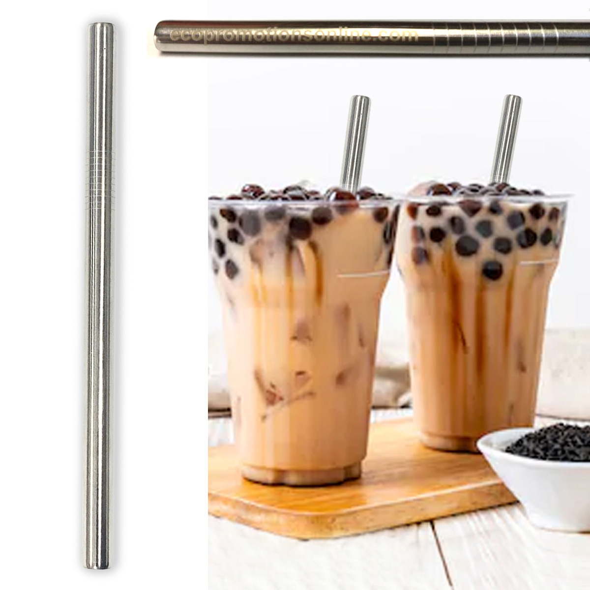 Boba Bubble Tea Stainless Steel Straw, Engraved, Reusable
