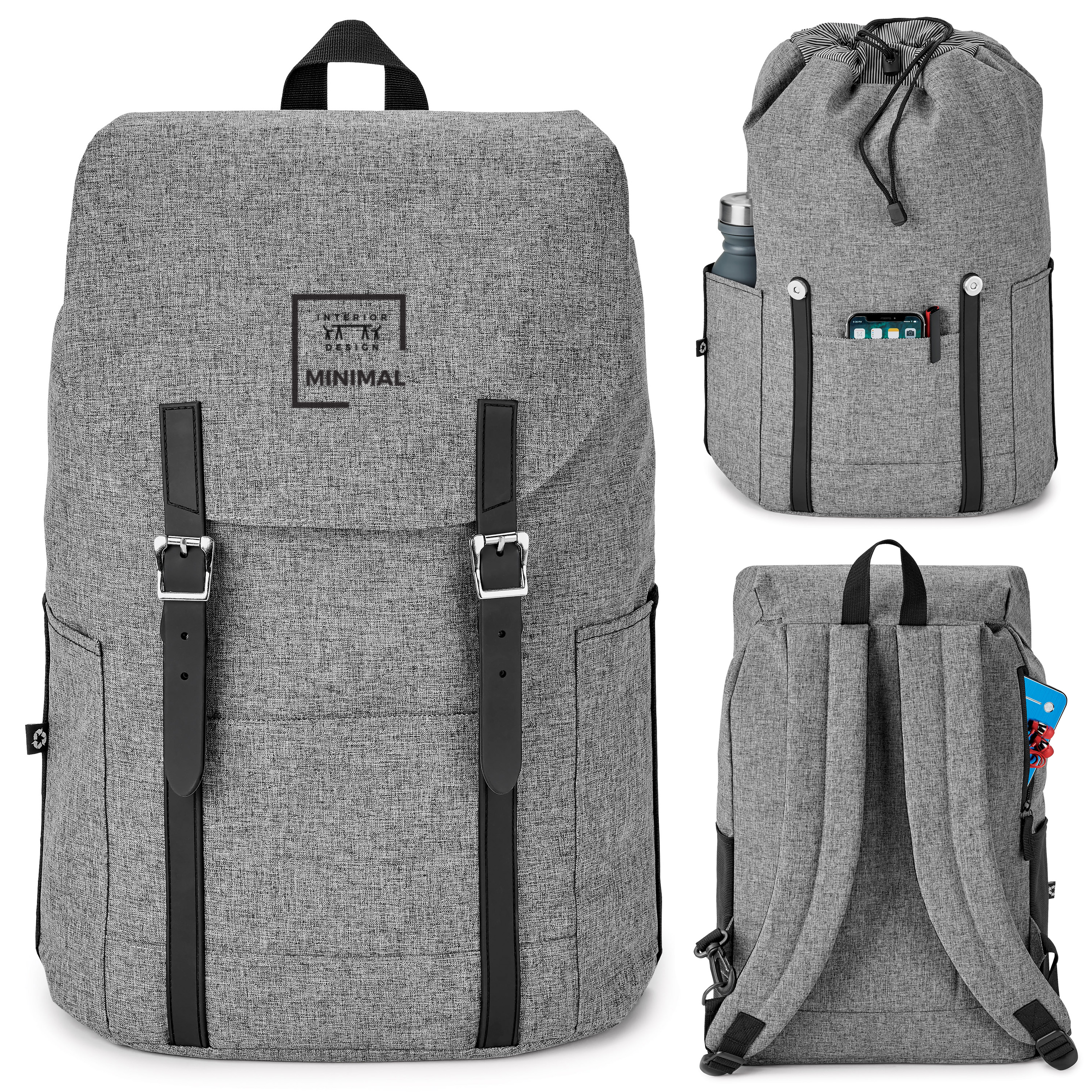 Recycled Flip Top Backpack | 17x12