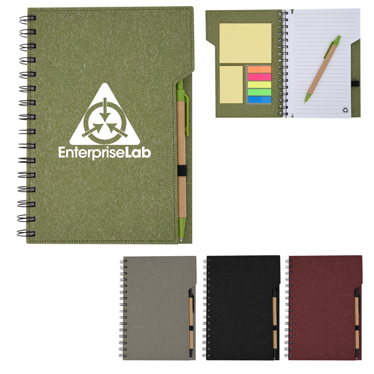 Recycled Spiral Notebook Set Notebook Set with Sticky Notes Eco Notebook