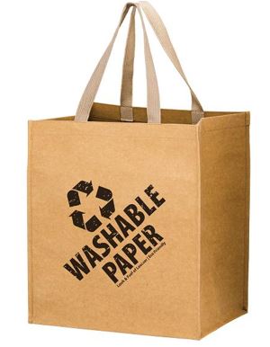 Washable Kraft Paper Grocery Tote Bag with Web Handle