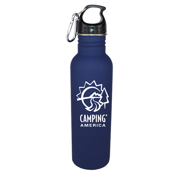 Single Wall Stainless Steel Water Bottle with Carabiner Soft Touch Promotional Water bottle