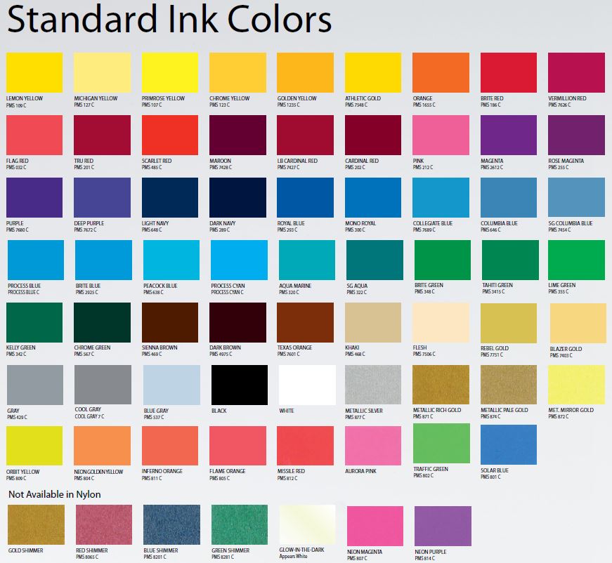 standard ink colors