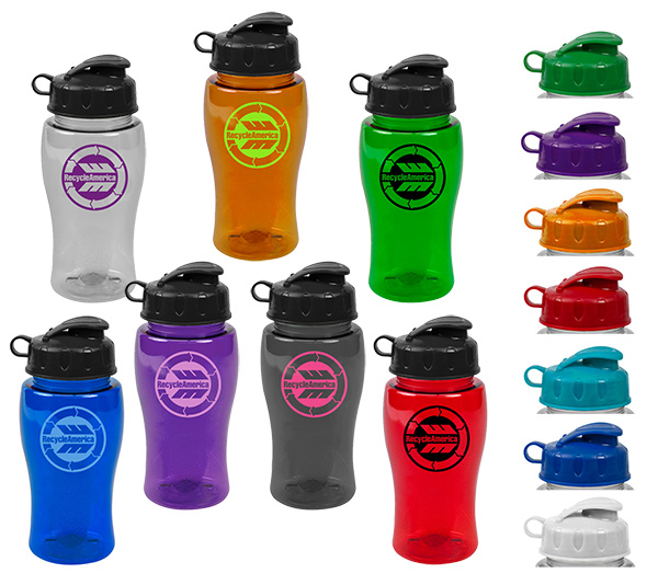 18 oz USA Made Recycled Flip Lid Transparent Water Bottle | Color Choices