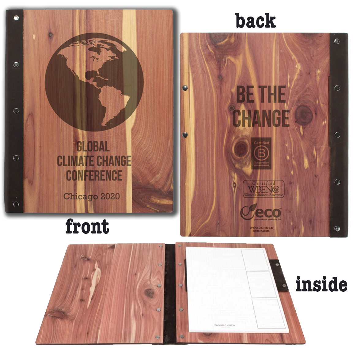 USA Made Reusable Wood Padfolio Climate Change