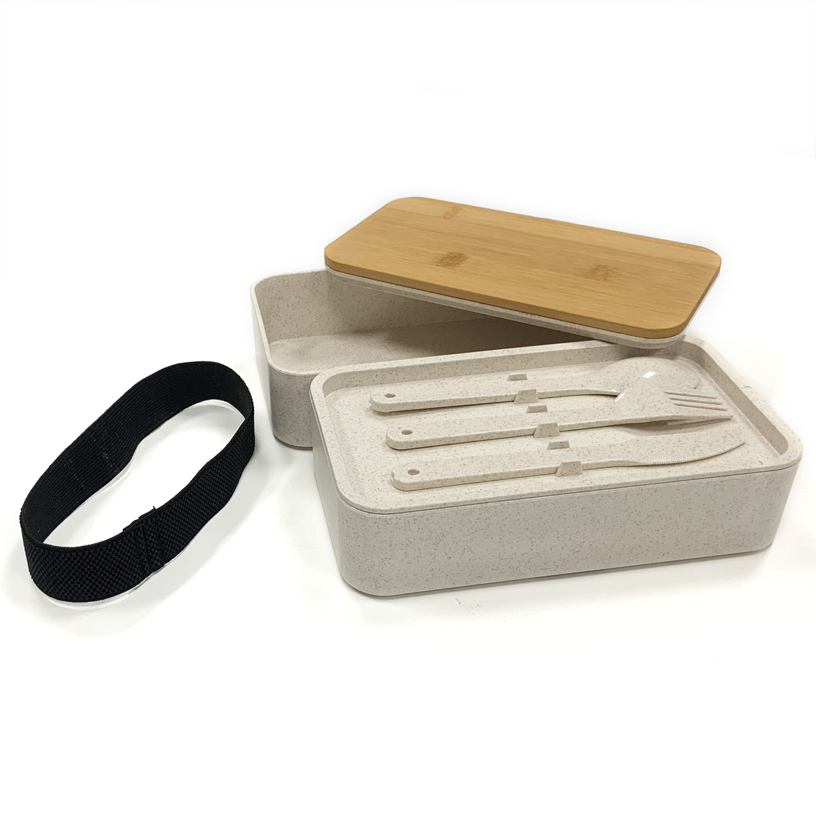 Custom Wheat Straw Bento Box with Bamboo Lid Reusable