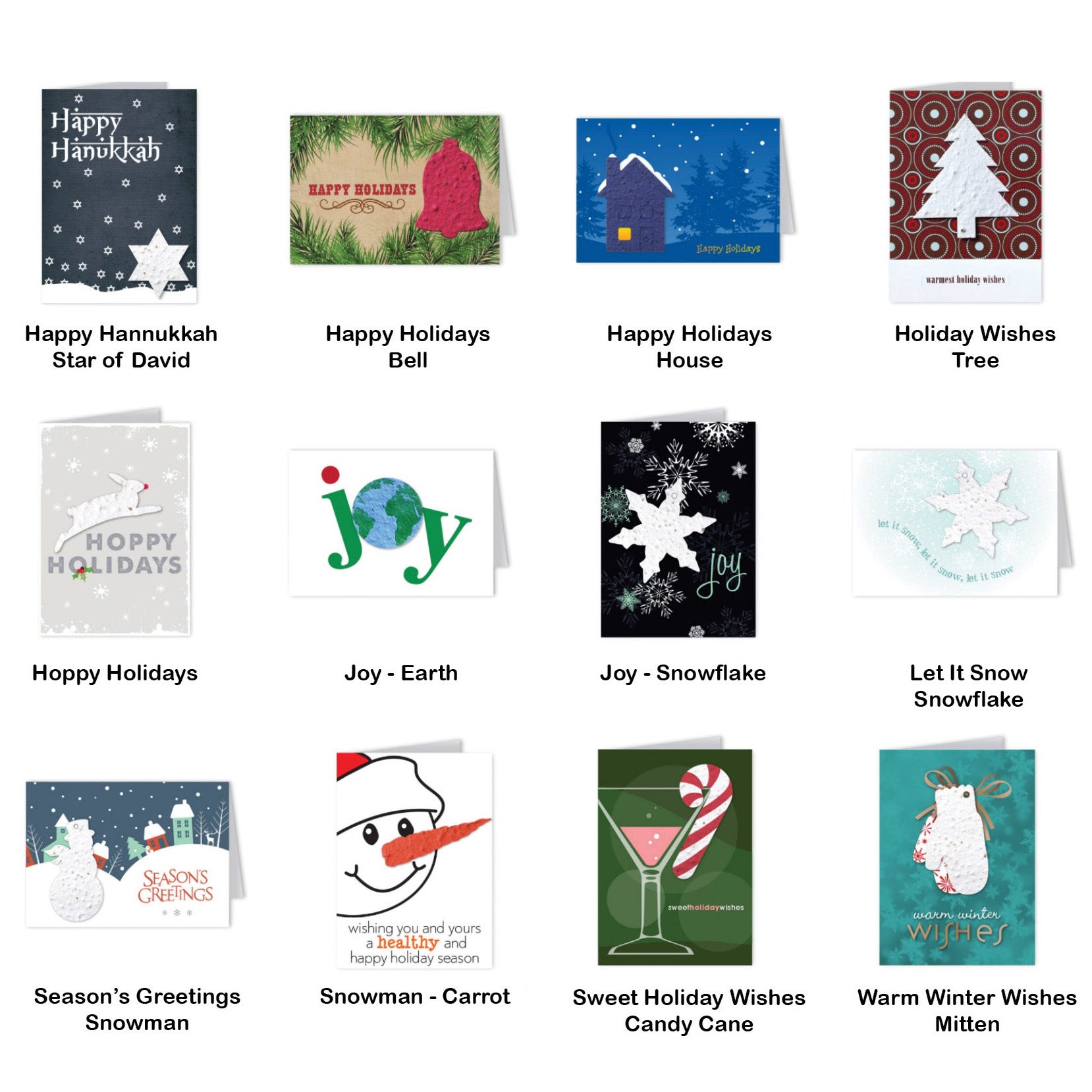 Plantable Seeded Shape Holidays Cards USA Made