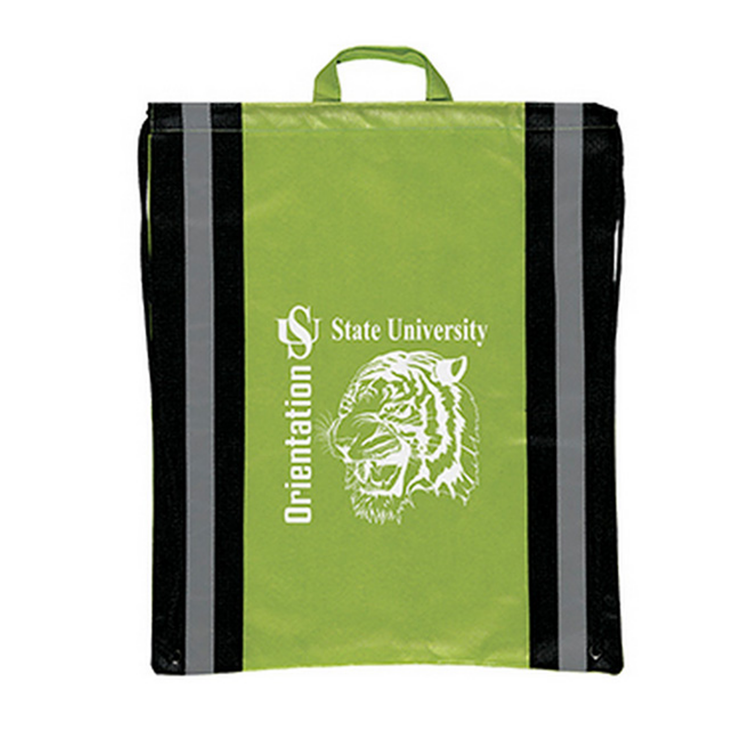 recycled drawstring with a customized logo featuring a tiger