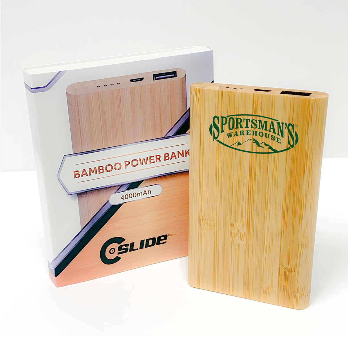 Portable Bamboo Battery Charger Bank | Custom Packaging