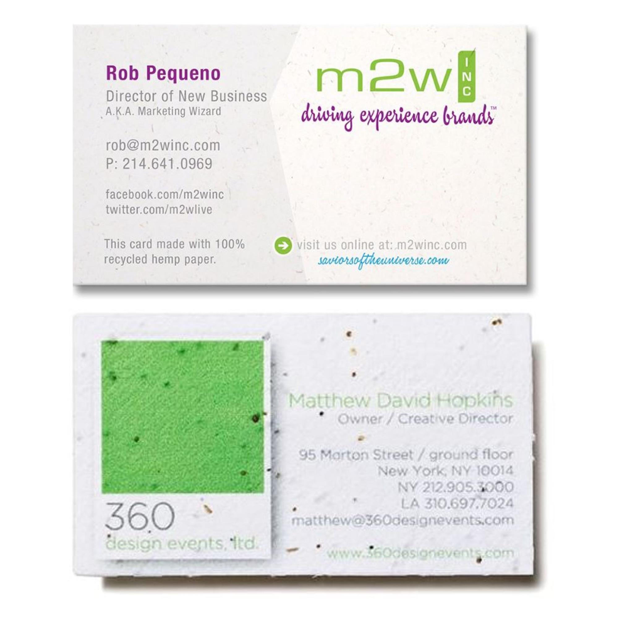 two customized business cards 