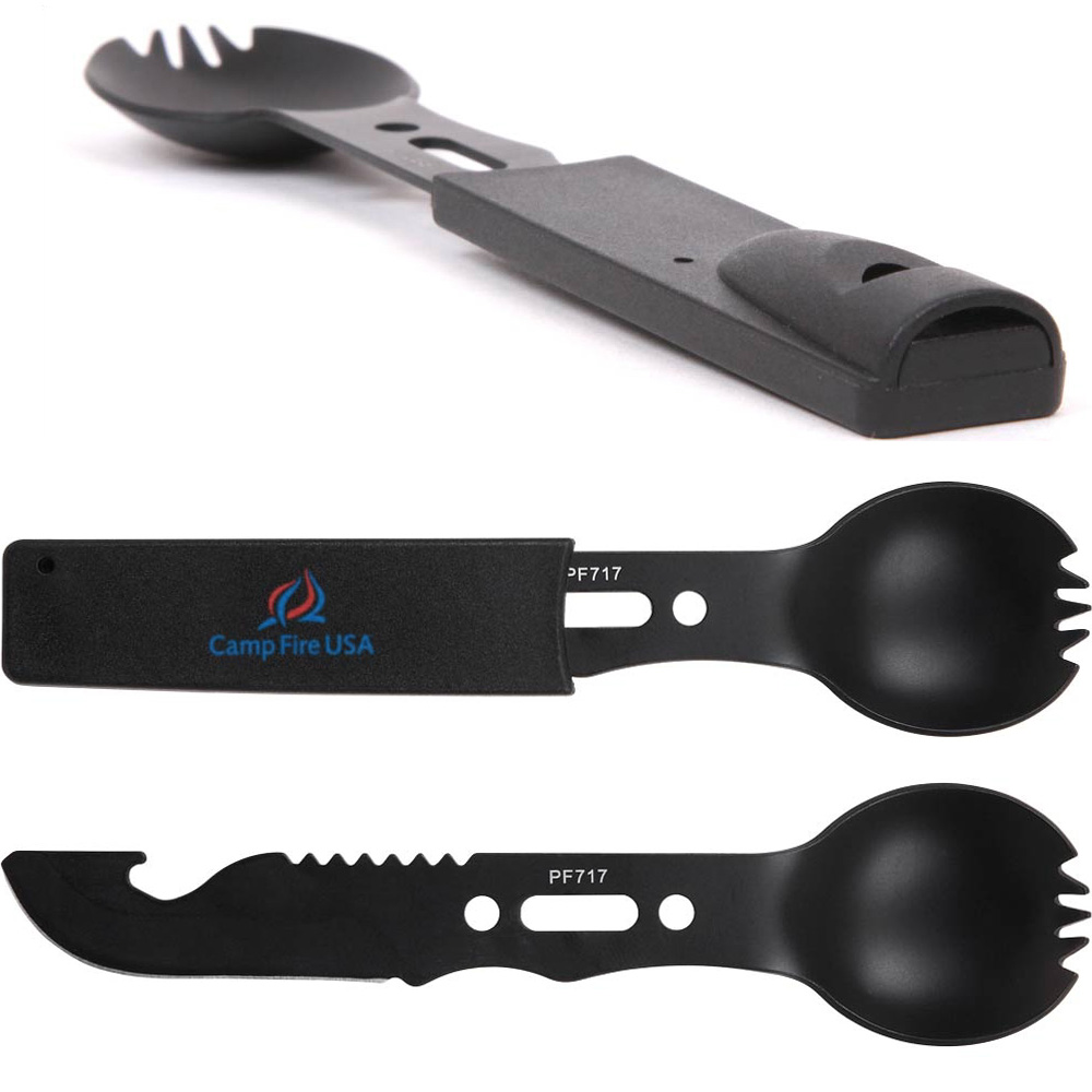 black survival utensil set tool