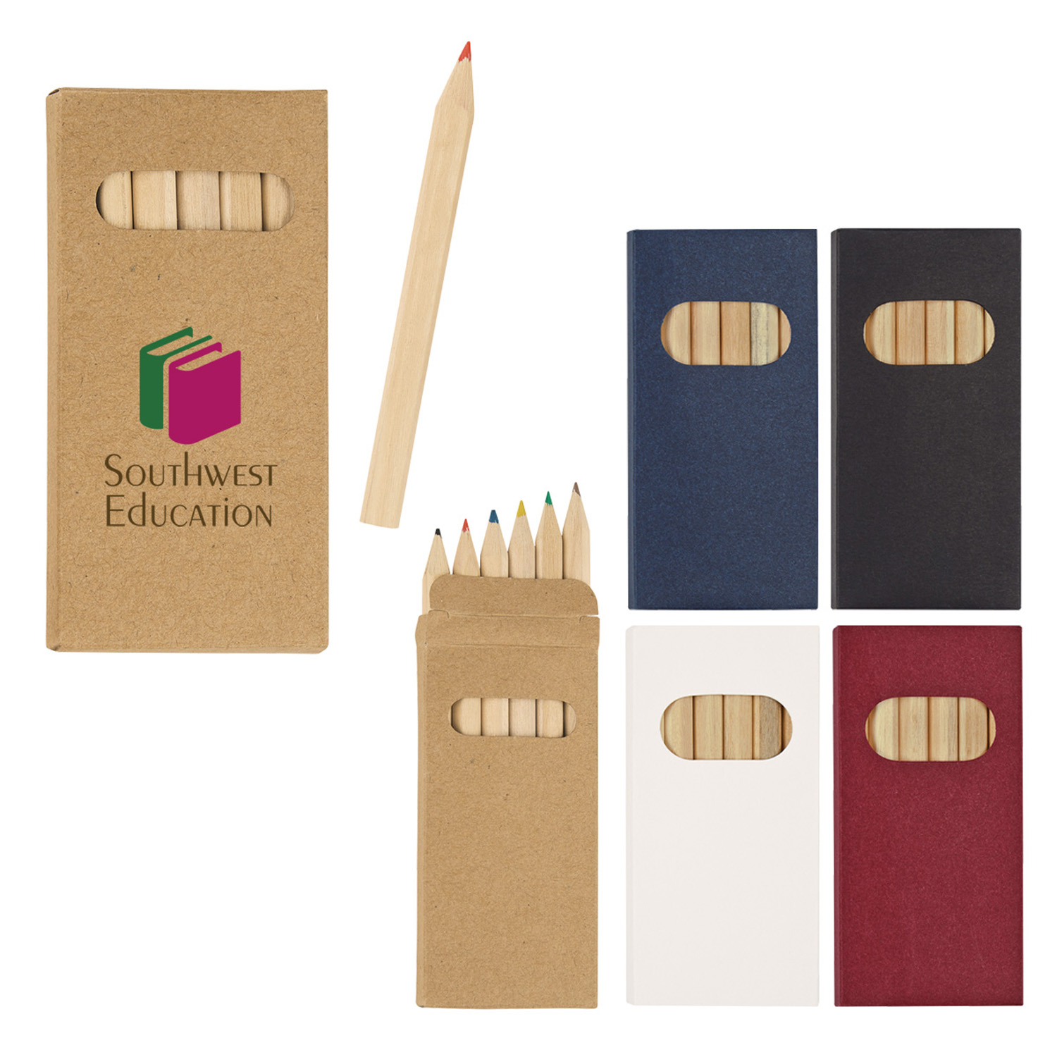 colored pencils in customizable boxes for Halloween swag