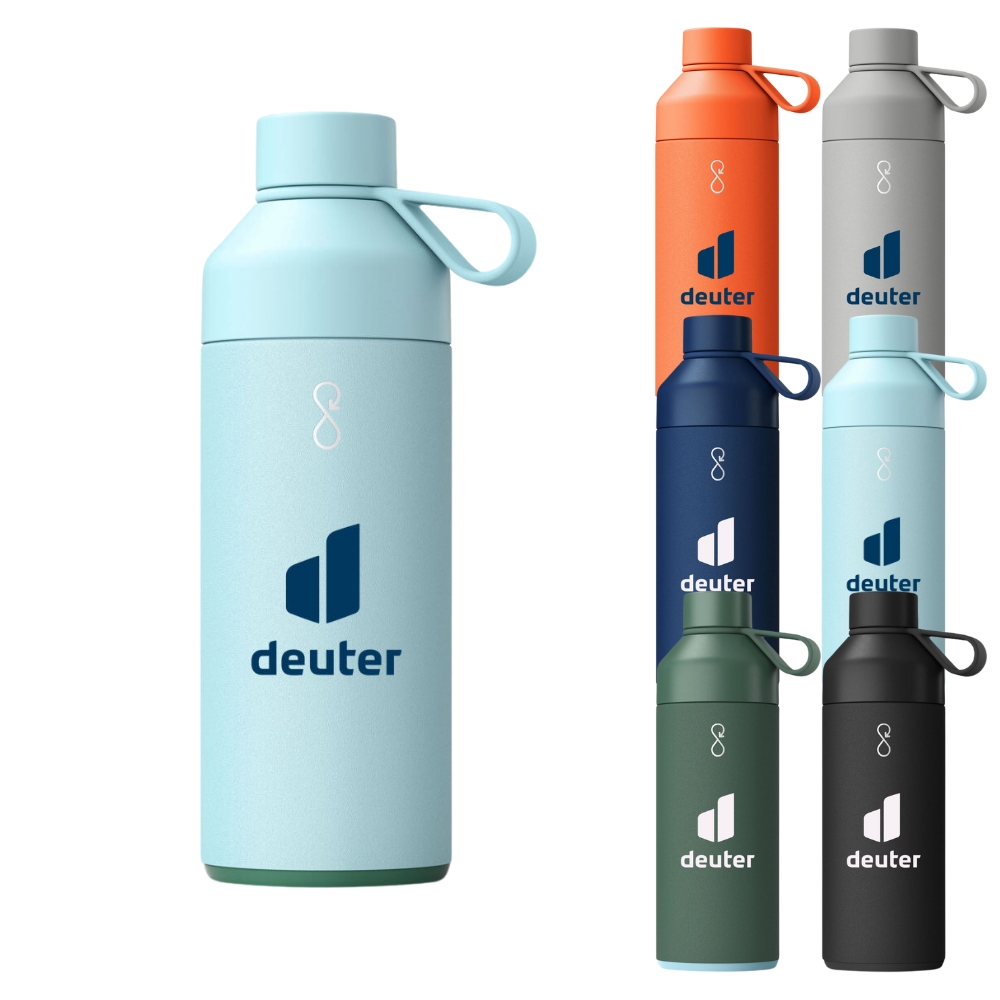 recycled stainless steel ocean bottle in various colors 