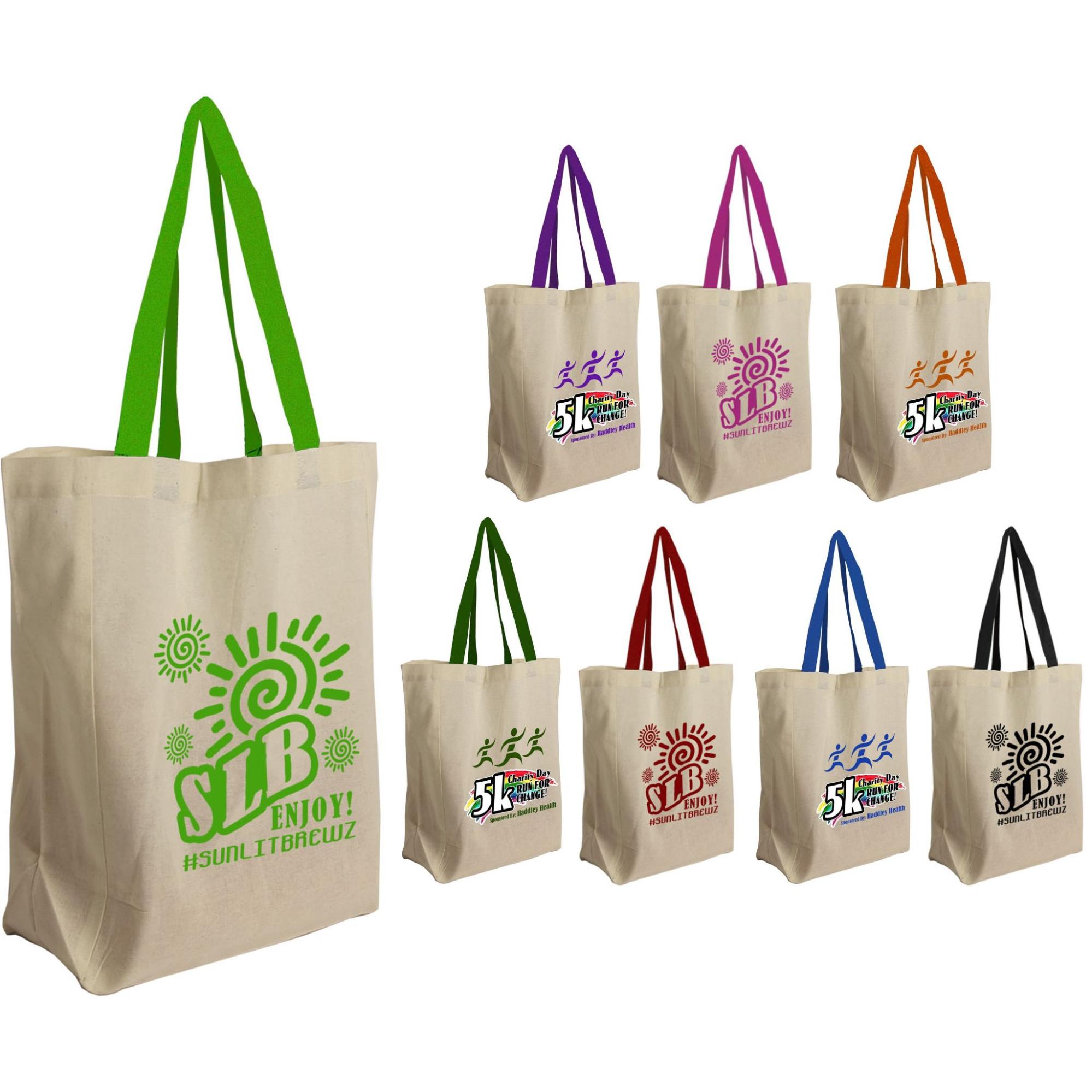 tote bag with eight color options for print design and strap 
