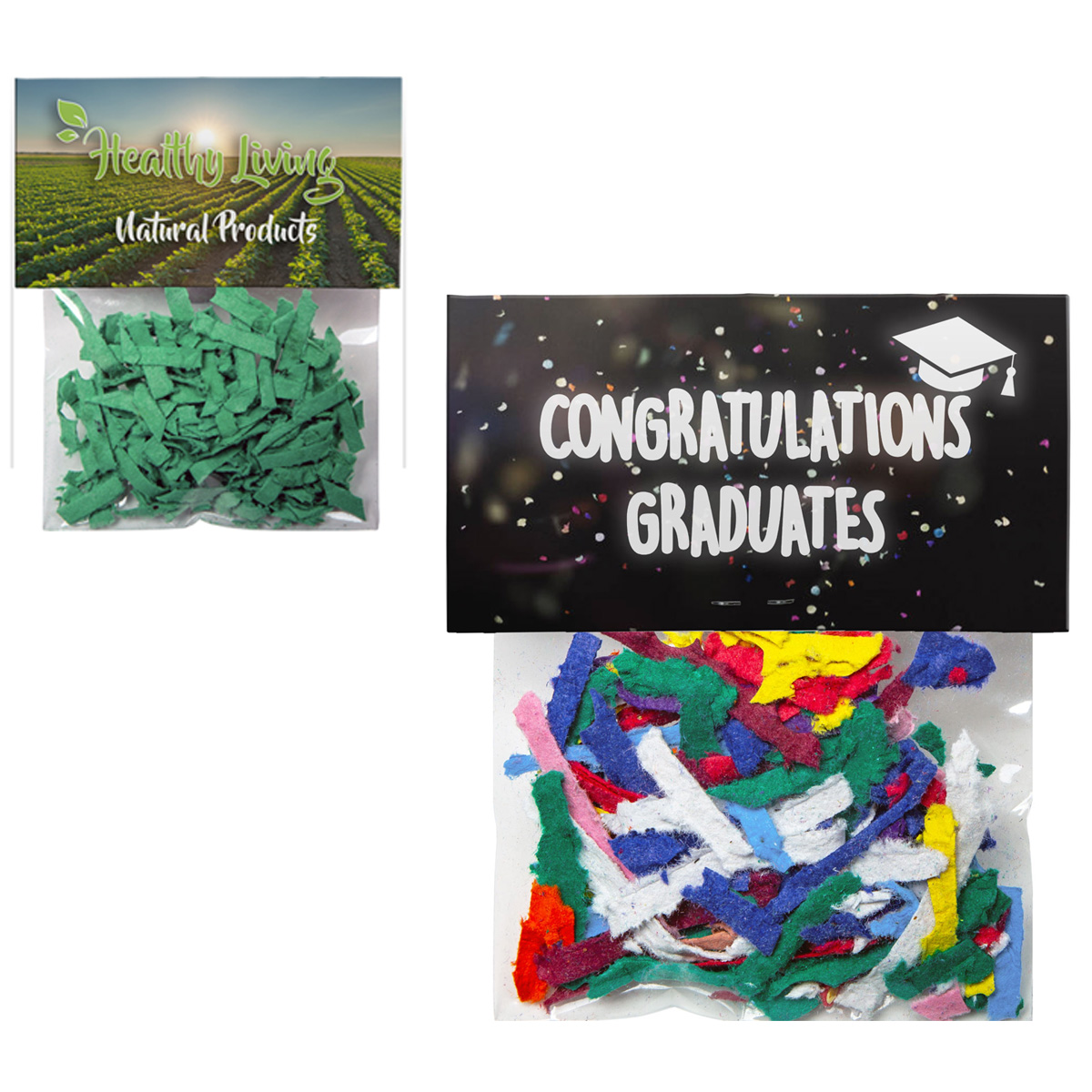 multicolored confetti packet graduation swag