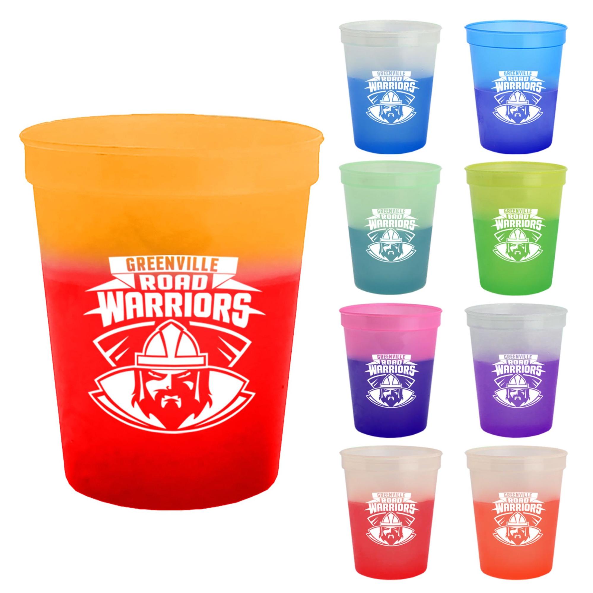 two-tone color-changing stadium cups for Halloween swag