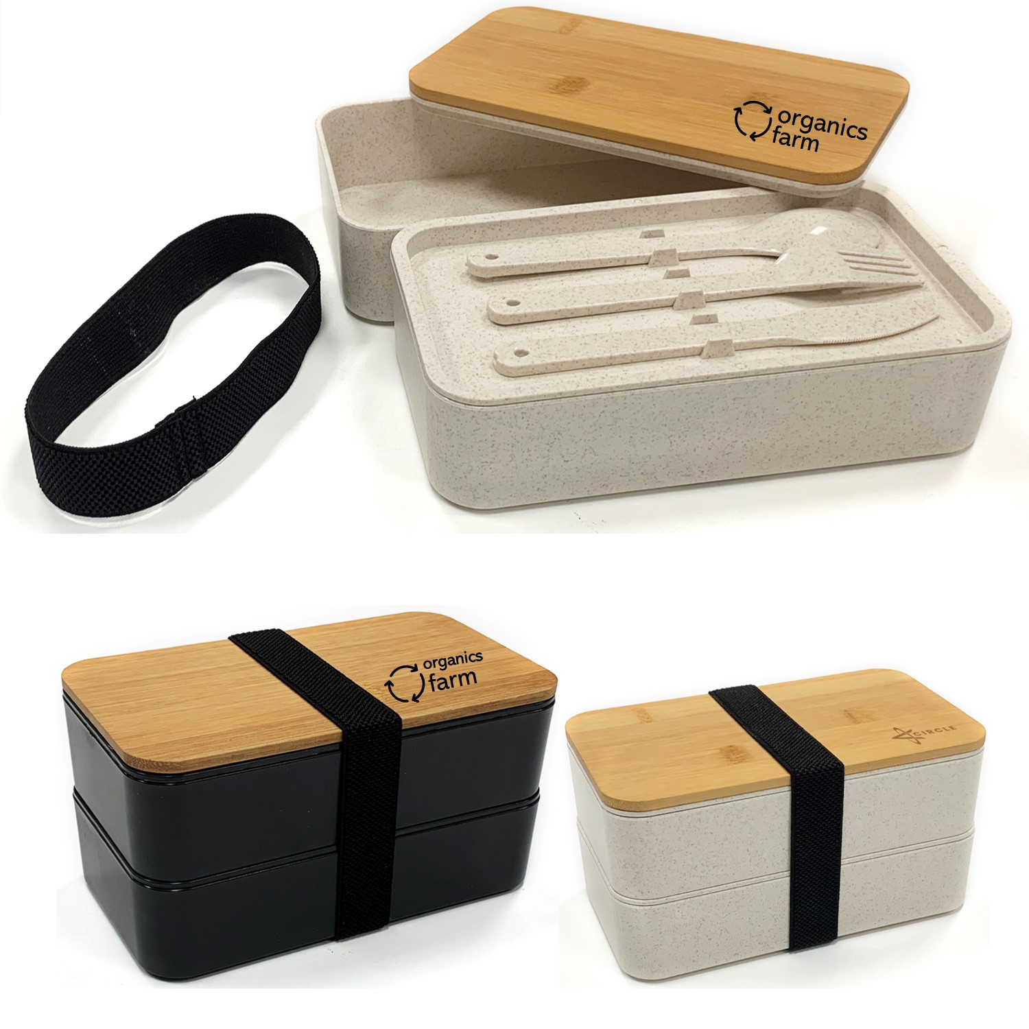 Wheat Straw Bento Box with Utensils | Bamboo Lid