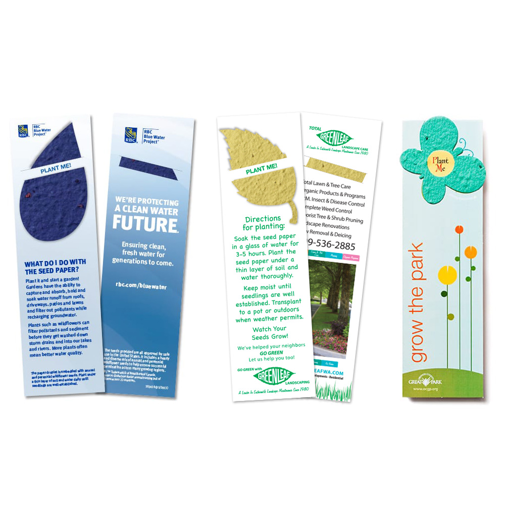 colored bookmarks with sustainability messages