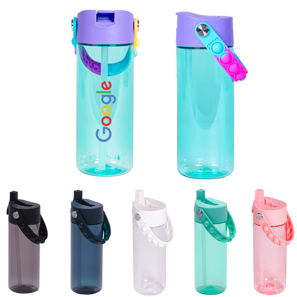 water bottles in various colors, great company swag