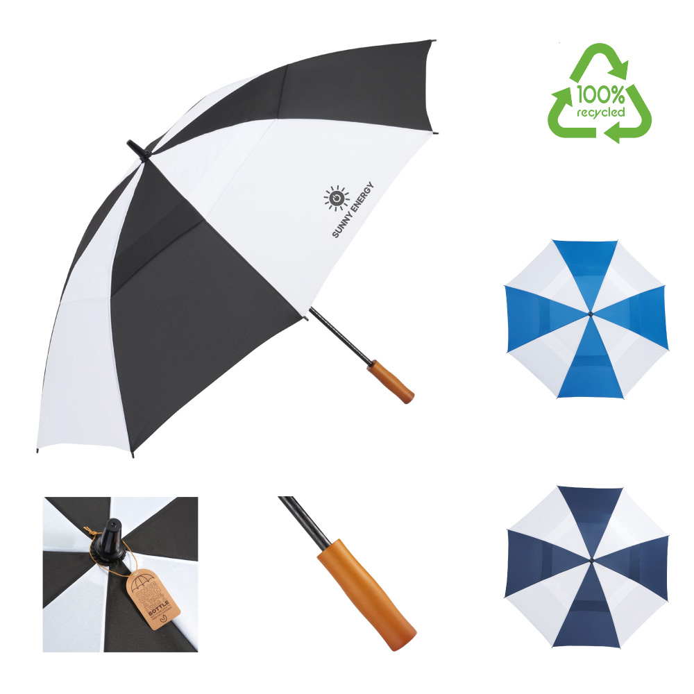 Recycled Golf Umbrella with FSC Certified Wood Handle