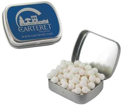 candy tin with white candies