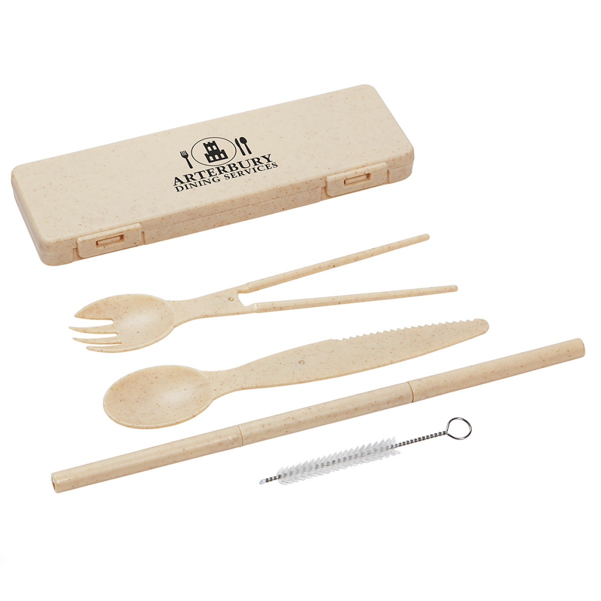 Wheat Cutlery Utensil Tableware Set w/Straw