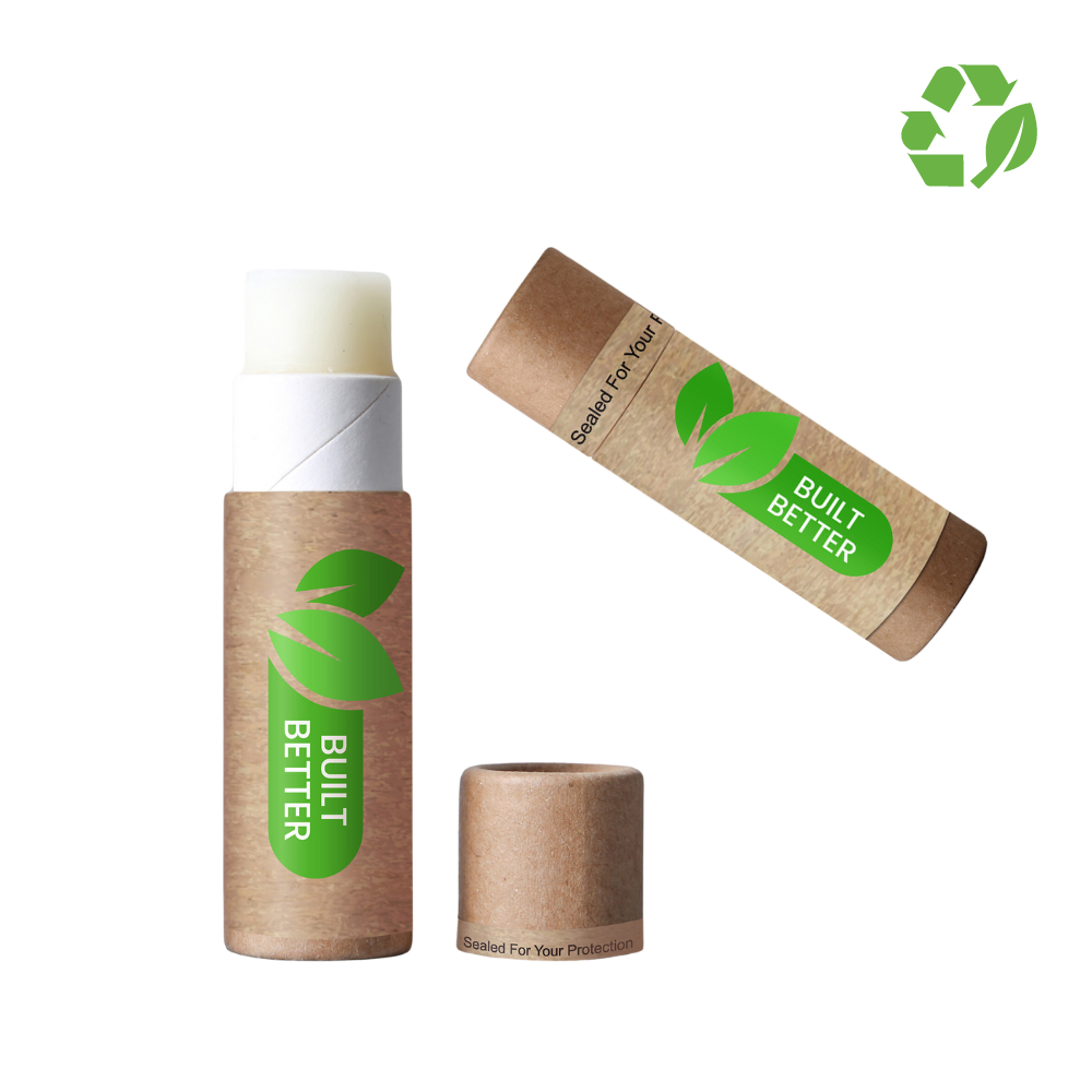 lip balm packaged in recyclable kraft paper beeswax 
