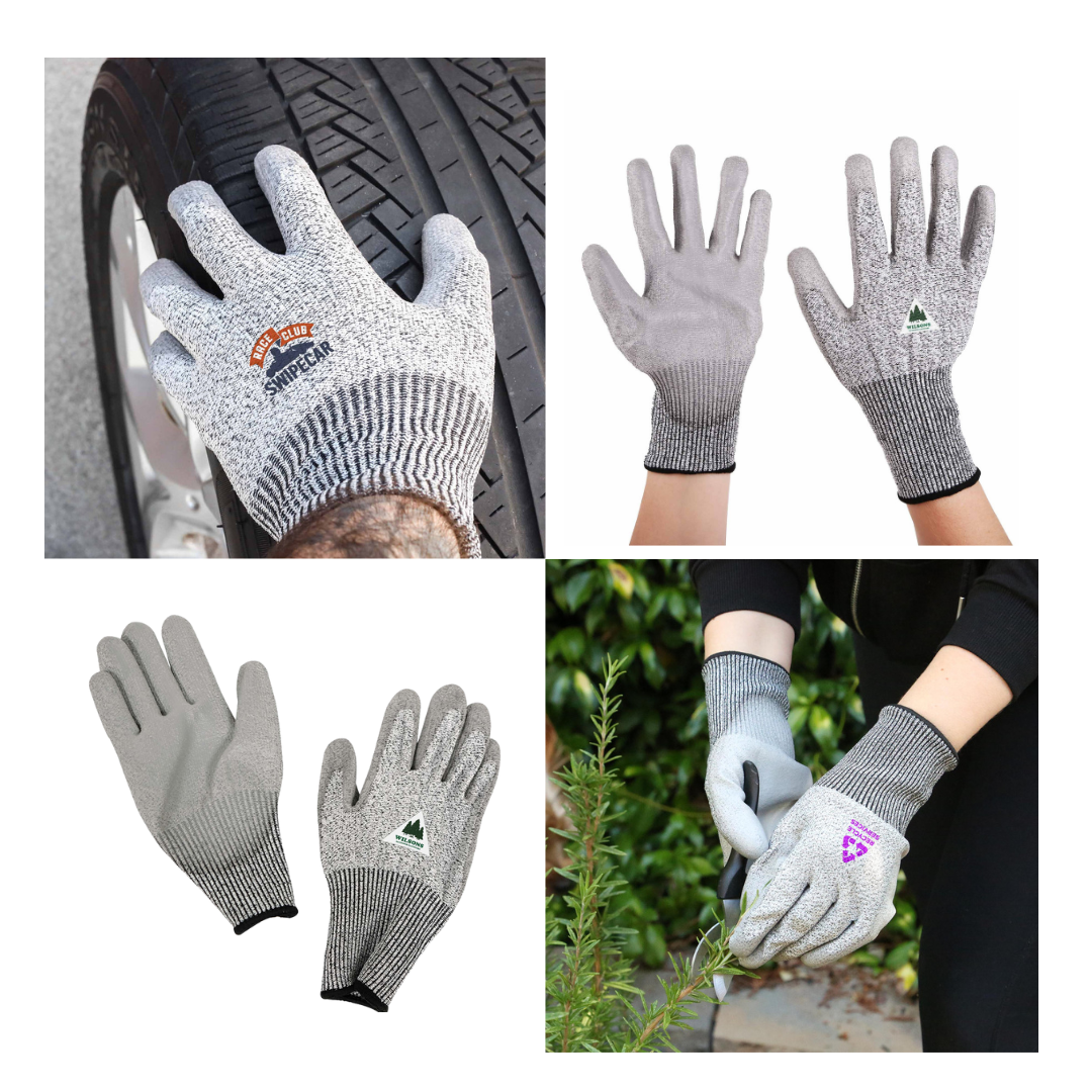 reusable garden gloves shown in four different scenarios