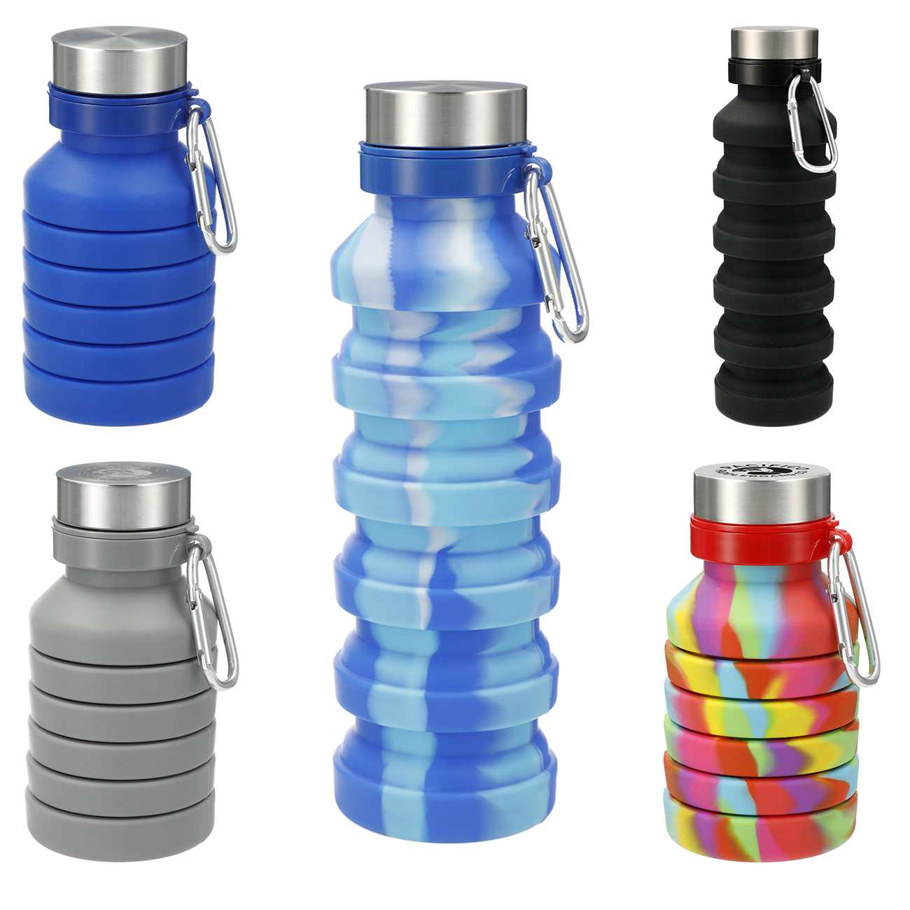 Collapsible Silicone Bottle with Carabiner | 18 oz