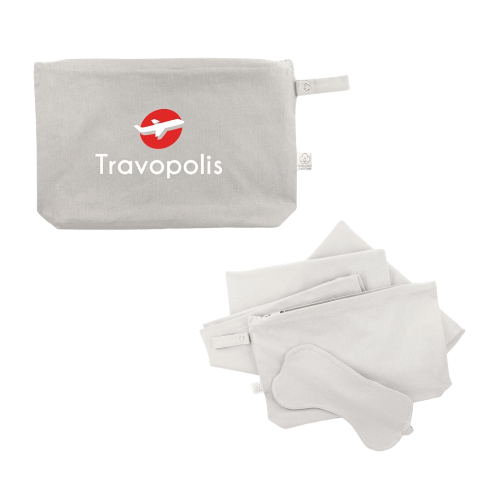 Organic Cotton Travel Kit with Blanket and Eye Mask | 40x60