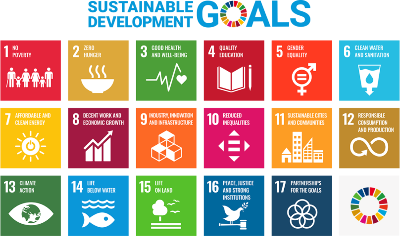 sustainable development goals with 17 goals written