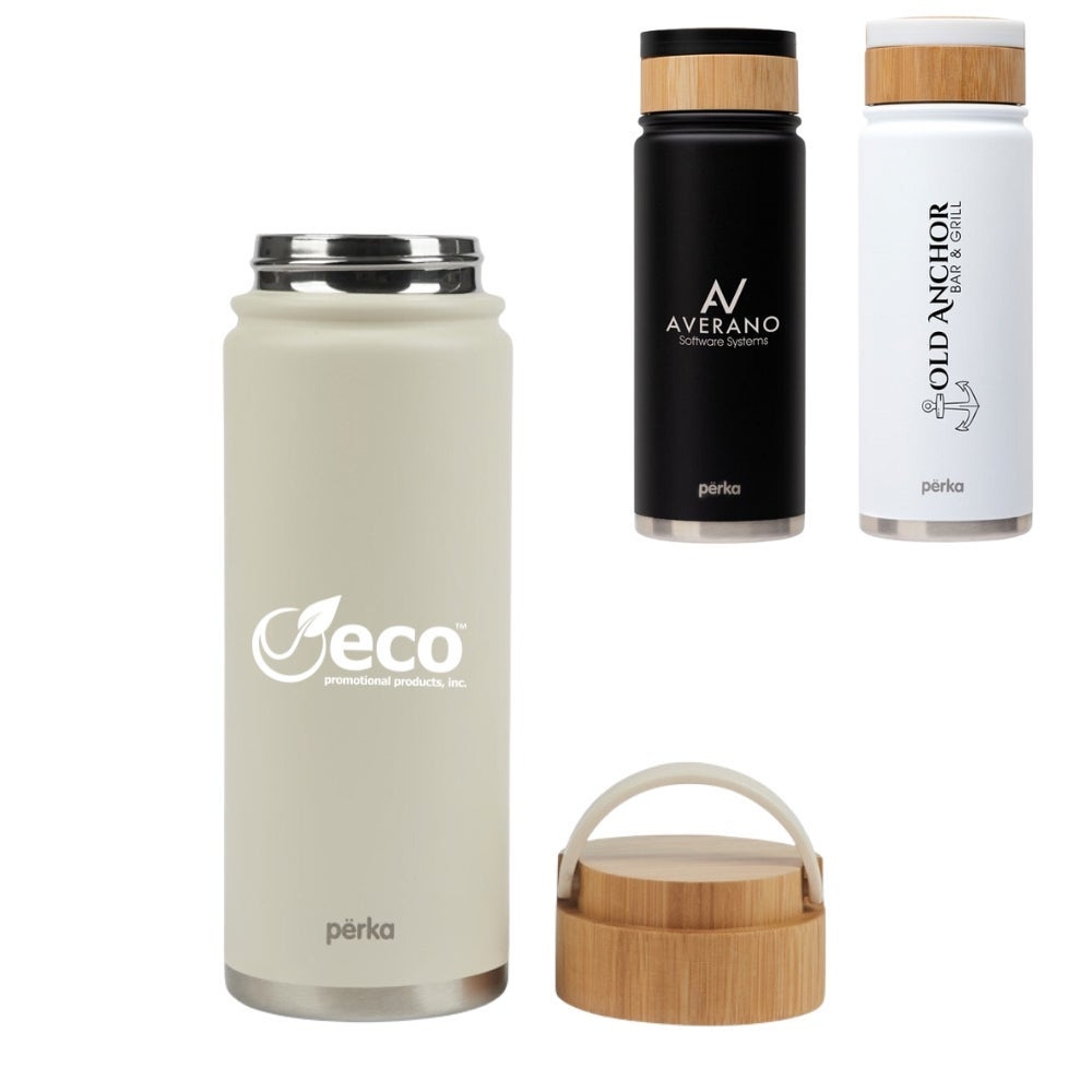 Perka Insulated Water Bottle with Bamboo Lid | 18 oz