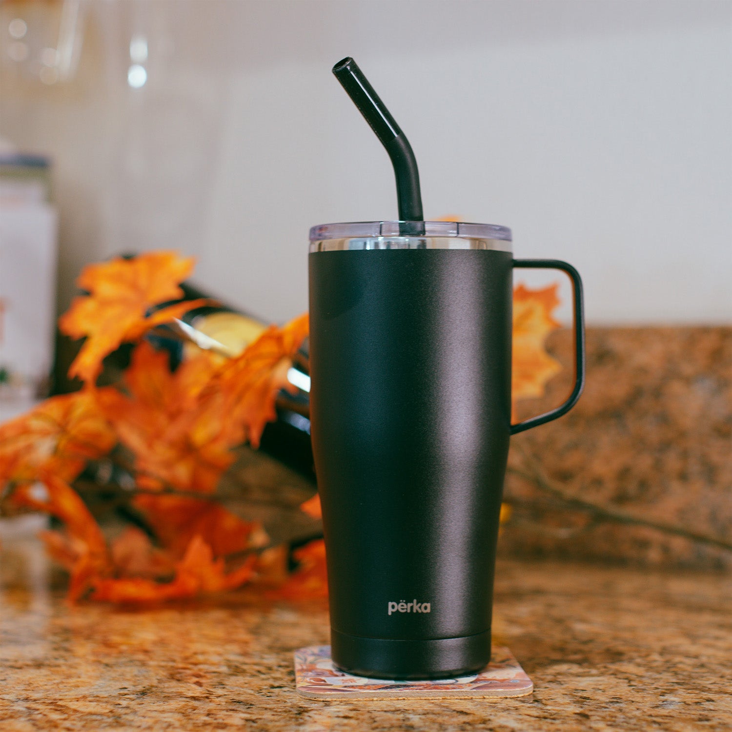 Perka Stainless Steel Travel Mug with Lid & Straw | 20 oz