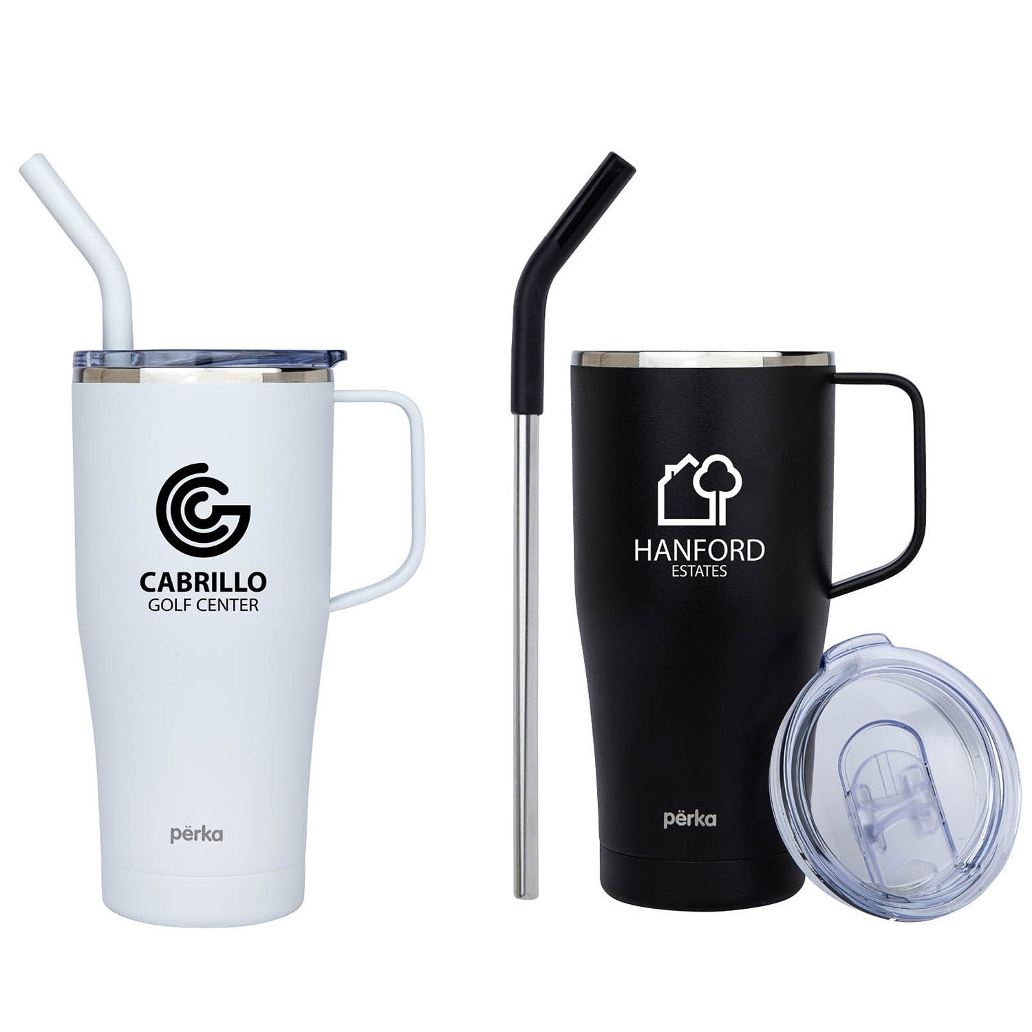 Perka Stainless Steel Travel Mug with Lid & Straw | 20 oz