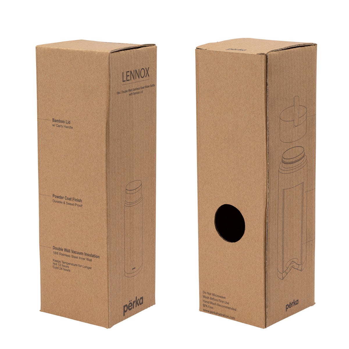 Perka Insulated Water Bottle with Bamboo Lid | 18 oz