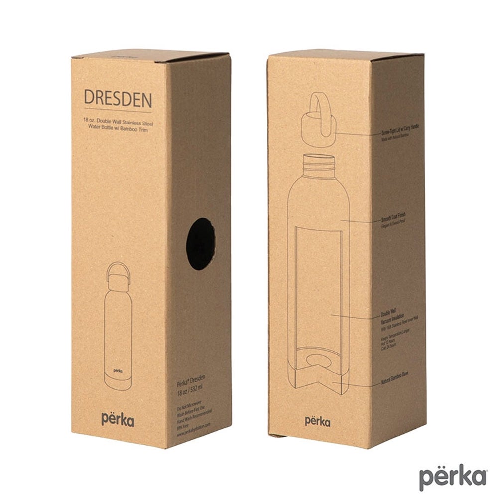 Perka Stainless Steel Insulated Bottle with Bamboo Lid | 18 oz