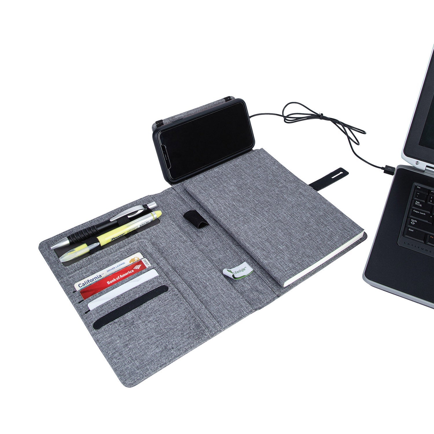 Recycled rPET Padfolio with Wireless Charger | 7x9