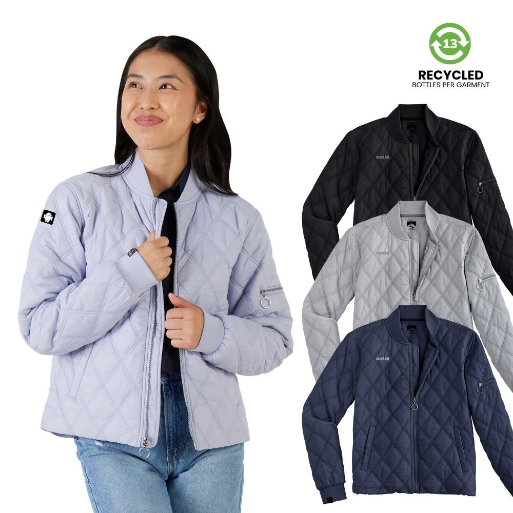 Women's Recycled Insulated Faux Down Quilted Bomber Jacket