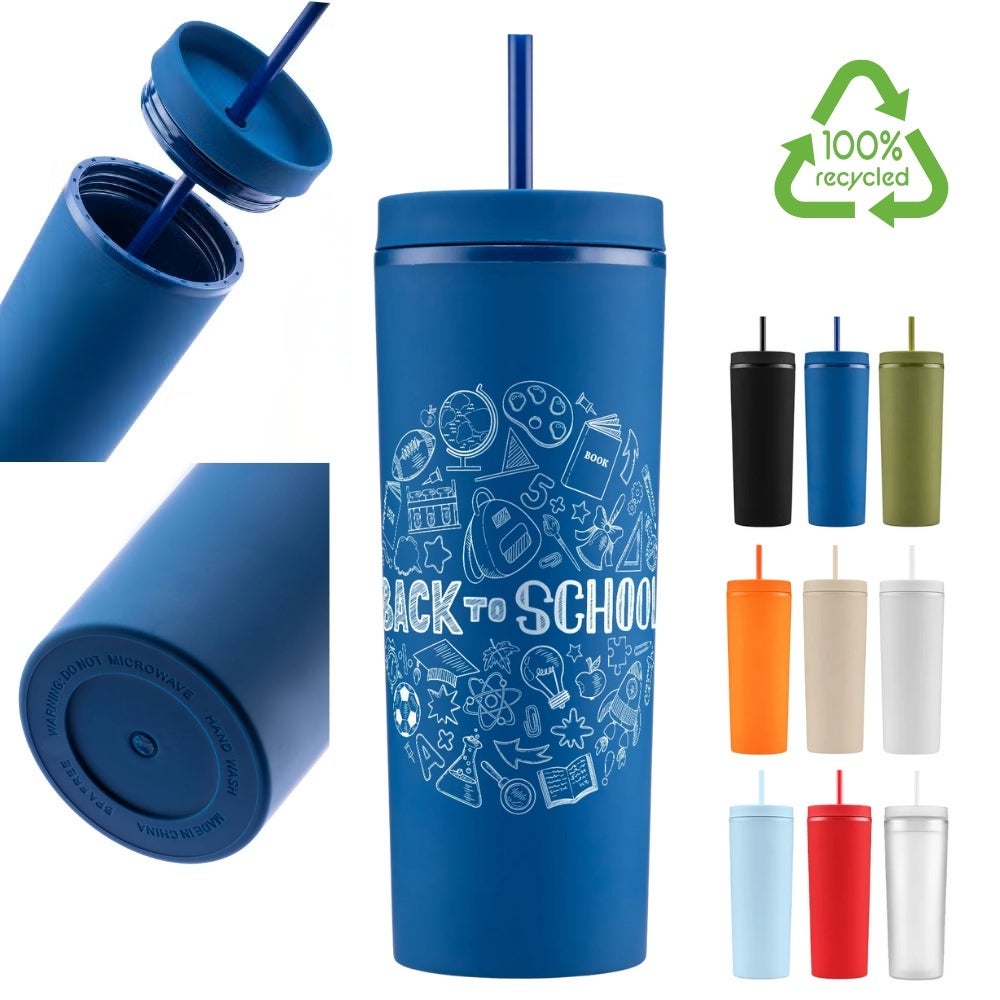 18 oz Recycled Tumbler with Straw