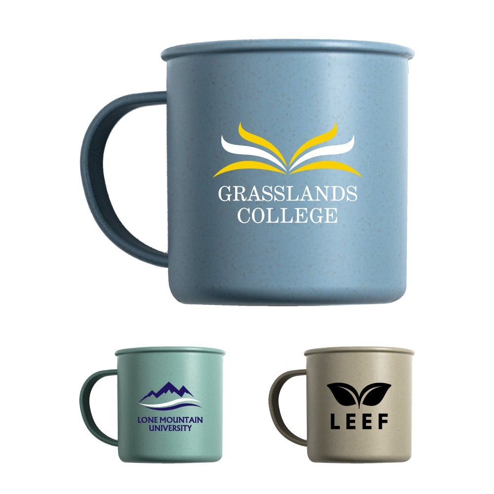 18 oz Reusable Wheat Mug in blue, green, and natural