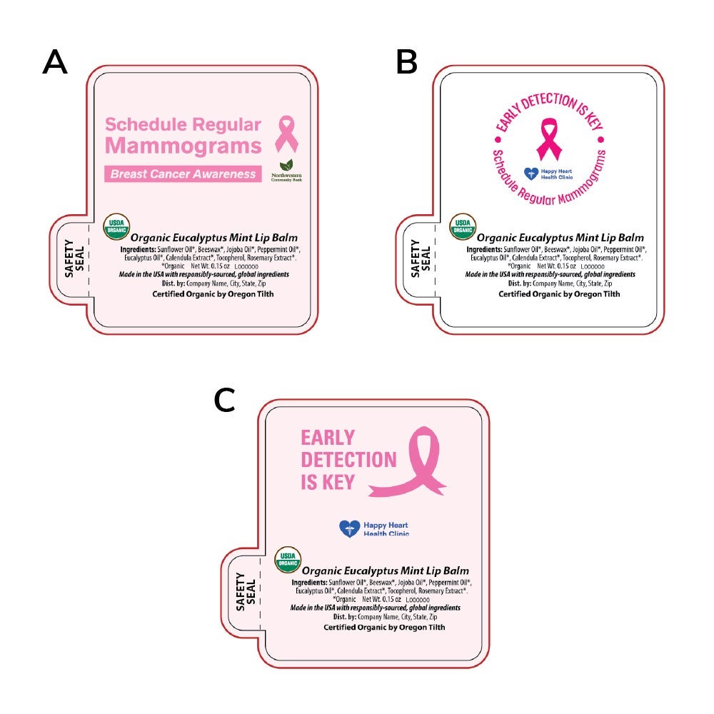 Breast Cancer Awareness Lip Balm | Certified Organic | USA Made 3 design options