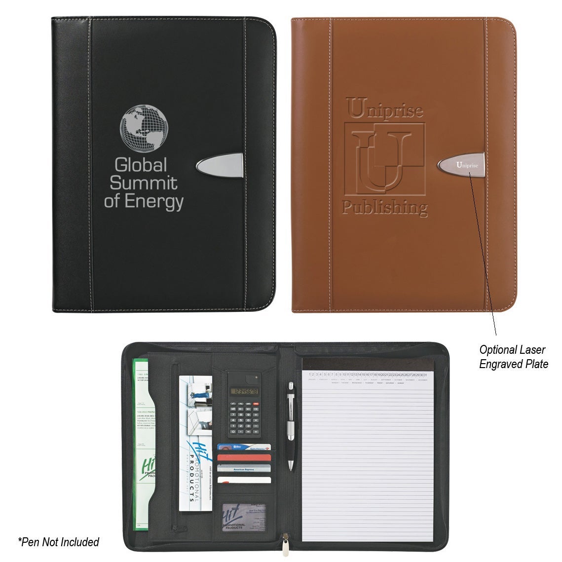 Bonded Leather Portfolio | Recycled Leather Padfolio w/ Calculator