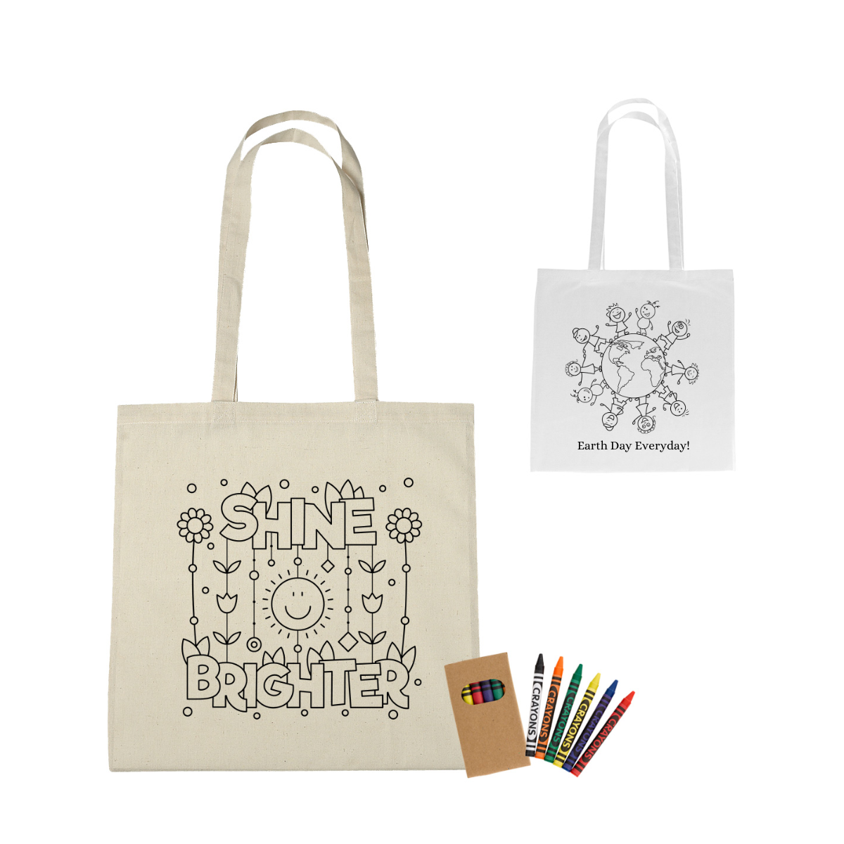 Cotton Coloring Tote with Crayons | 15x15