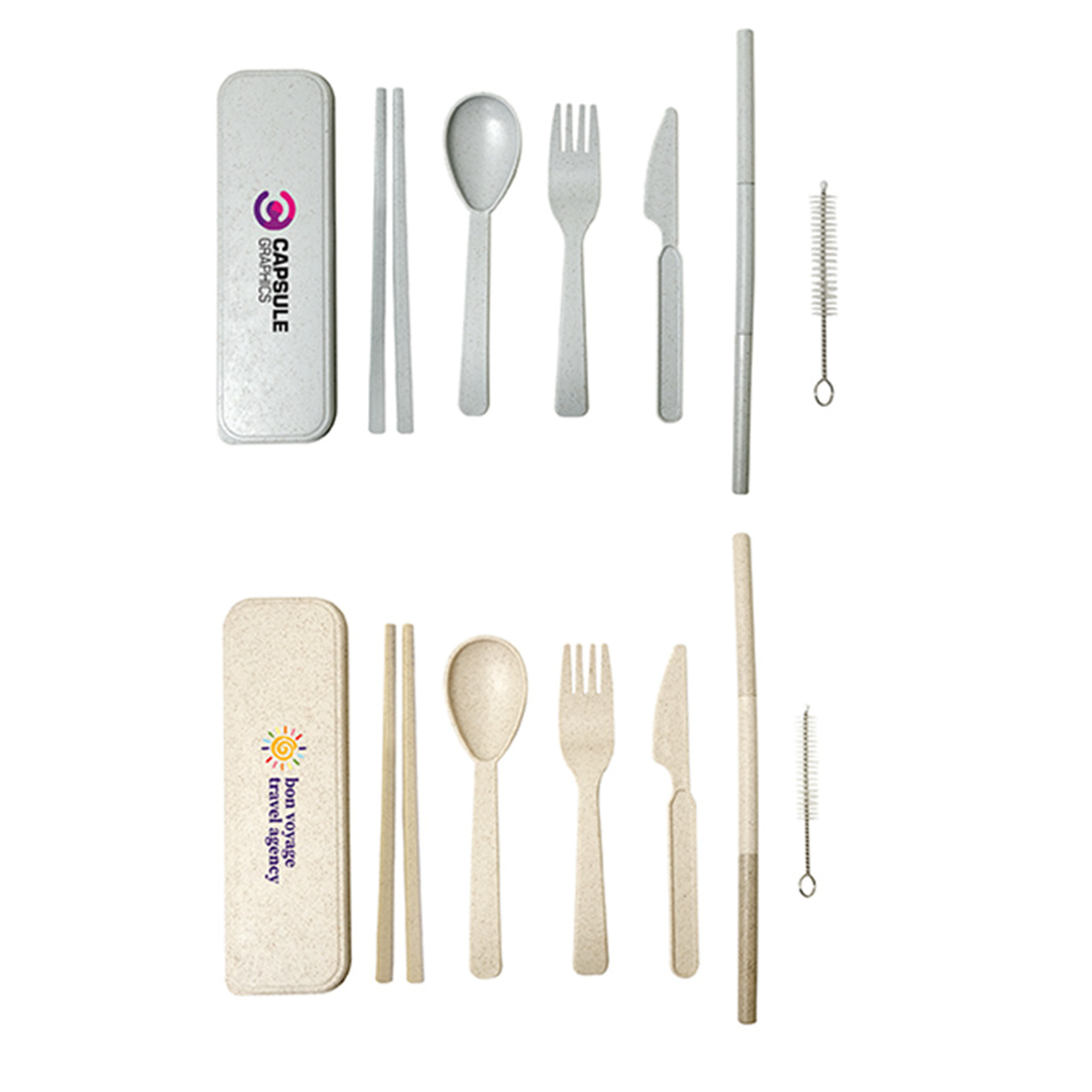 Wheat Utensil Set with Chopsticks & Carrying Case