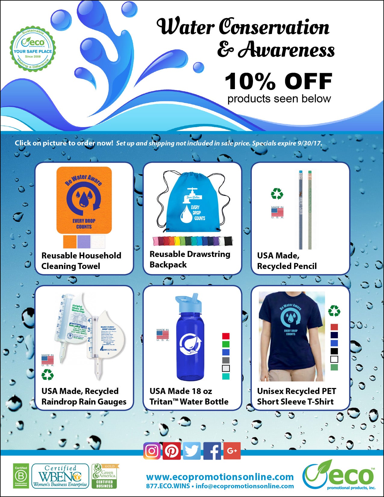 Water Conservation and Water Awareness Promotional Sale Water Conservation and Water Awareness Promotional Sale